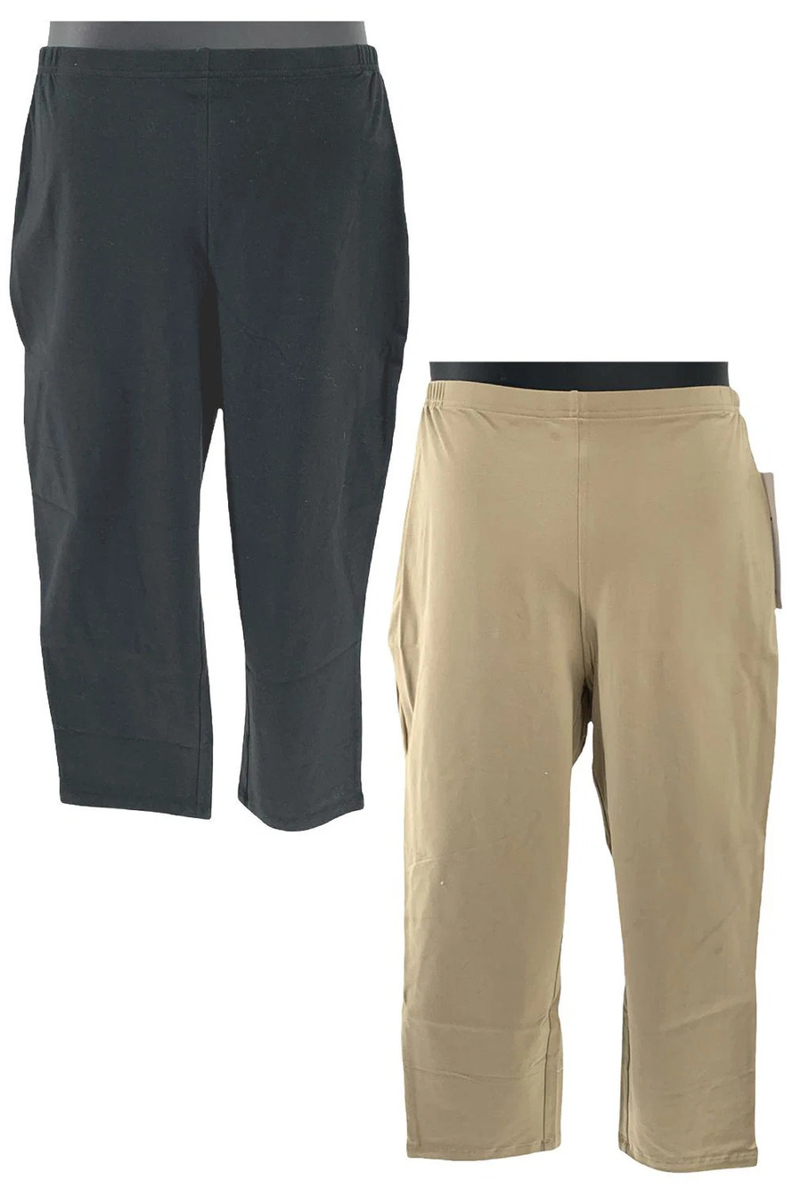 Women with Control 2-Pack Straight Leg Crop Pants Black/Khaki - Regular
